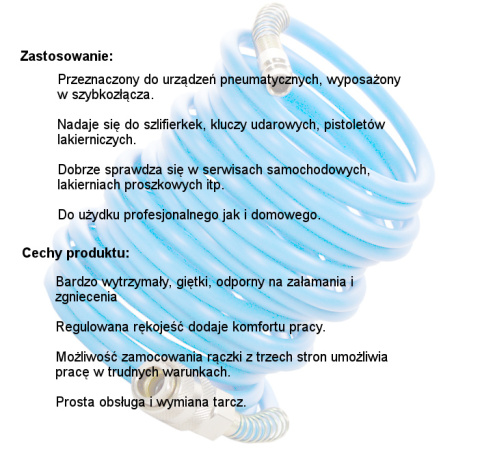WĄŻ SPIRALNY PNEUMATYCZNY 20M KOMPRESOR WĄŻ SPIRALNY PNEUMATYCZNY 20M KOMPRESOR